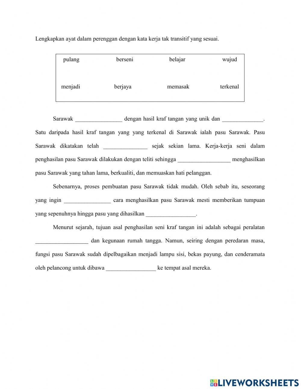 Latihan Kata Kerja Tak Transitif