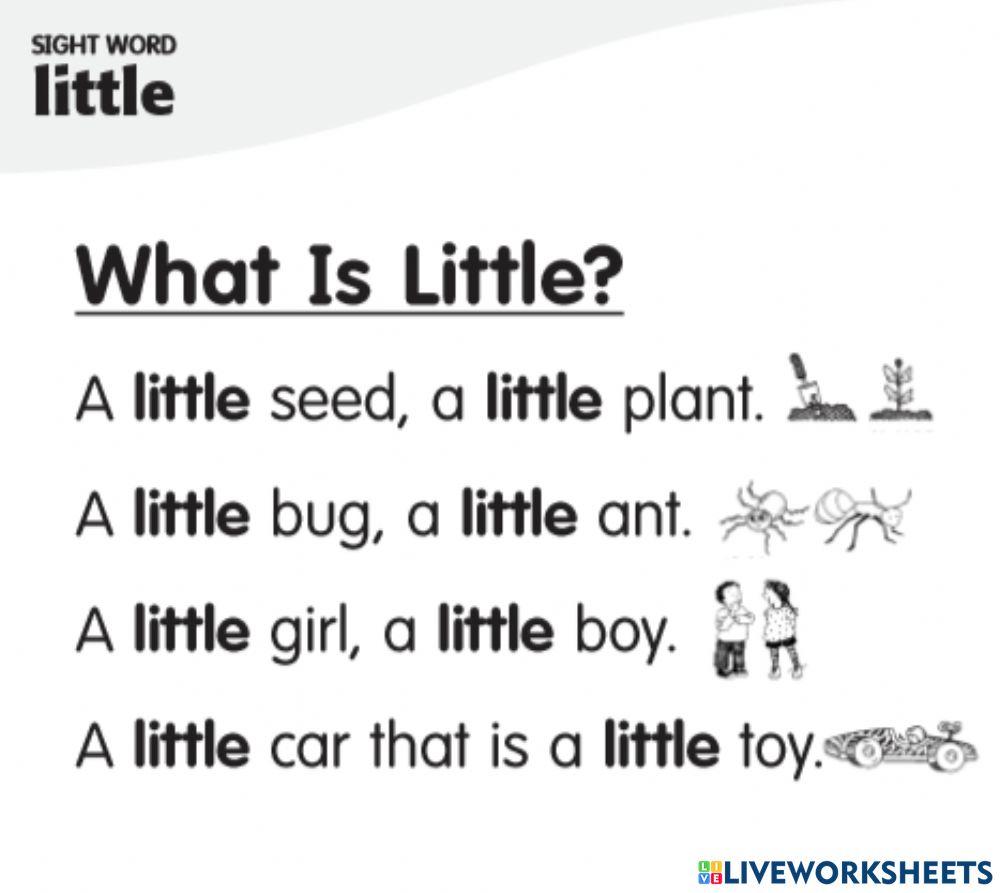 Sight word LITTLE worksheet Live Worksheets