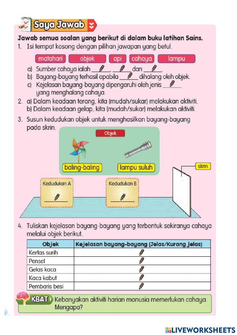 Latihan akhir unit tajuk terang gelap tahun 2