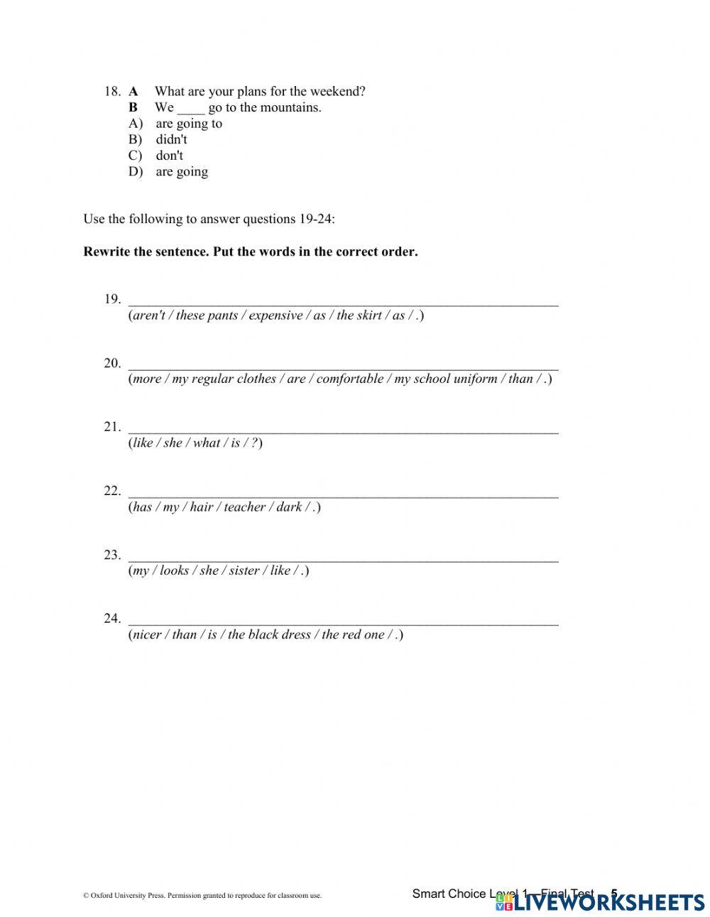 FINAL EXAM - LEVEL B1