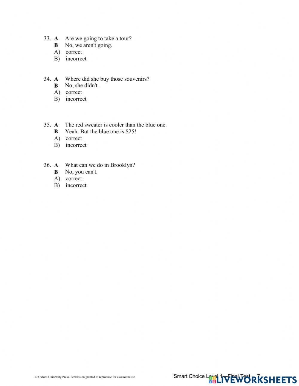 FINAL EXAM - LEVEL B1