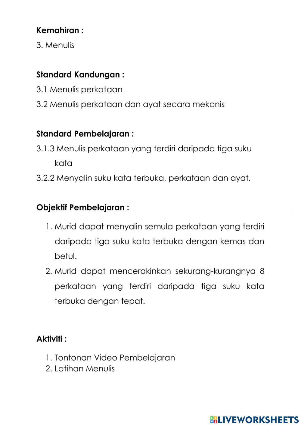 Kemahiran Menulis KVKVKV