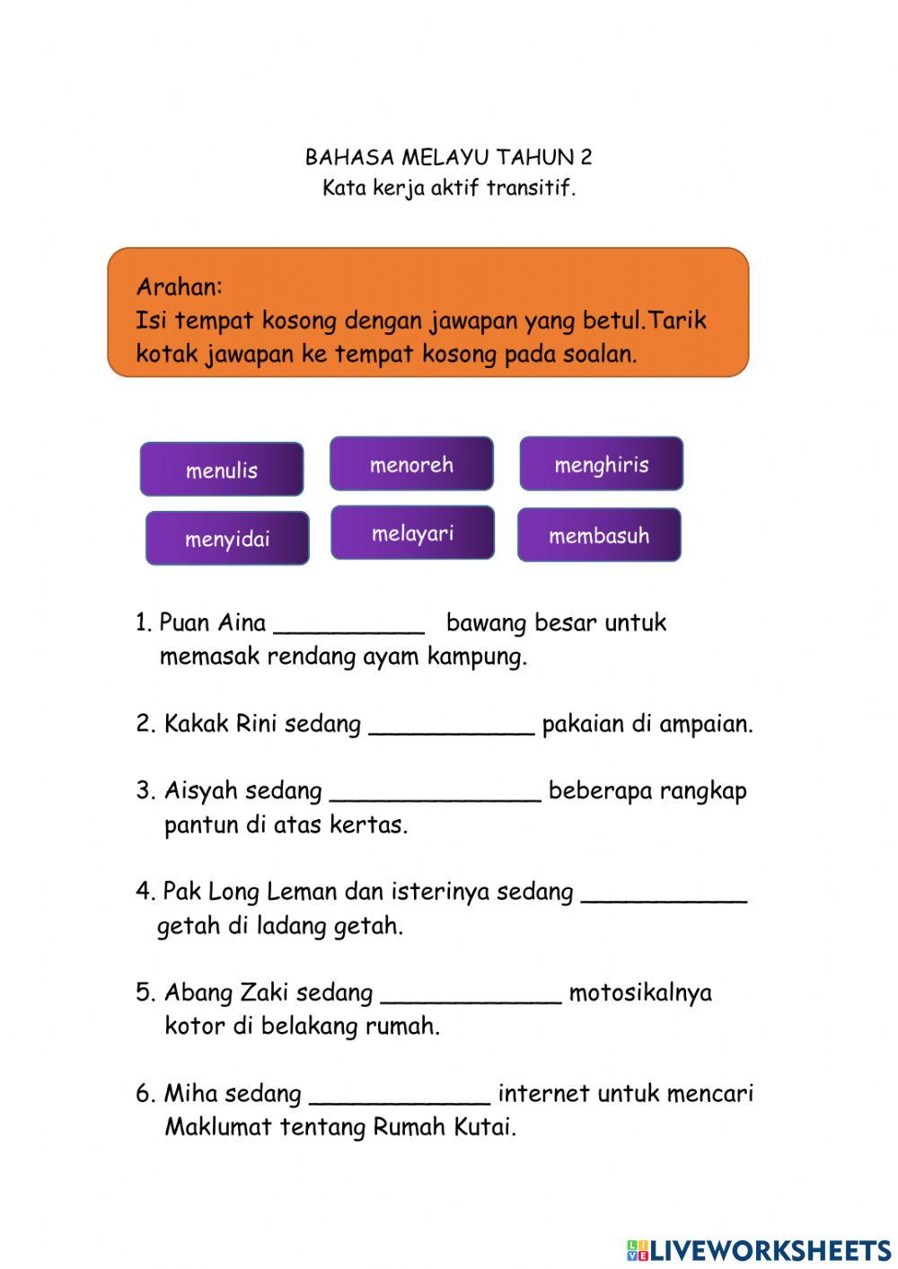 Kata Kerja Aktif Transitif -Tahun 2