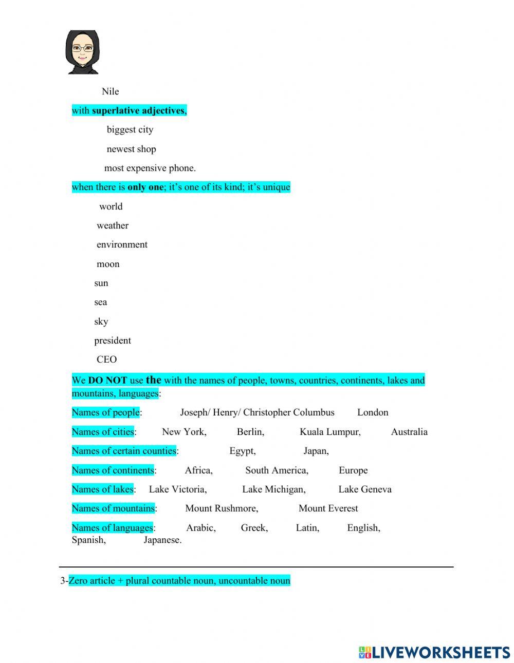 Articles (definite & Indefinite)