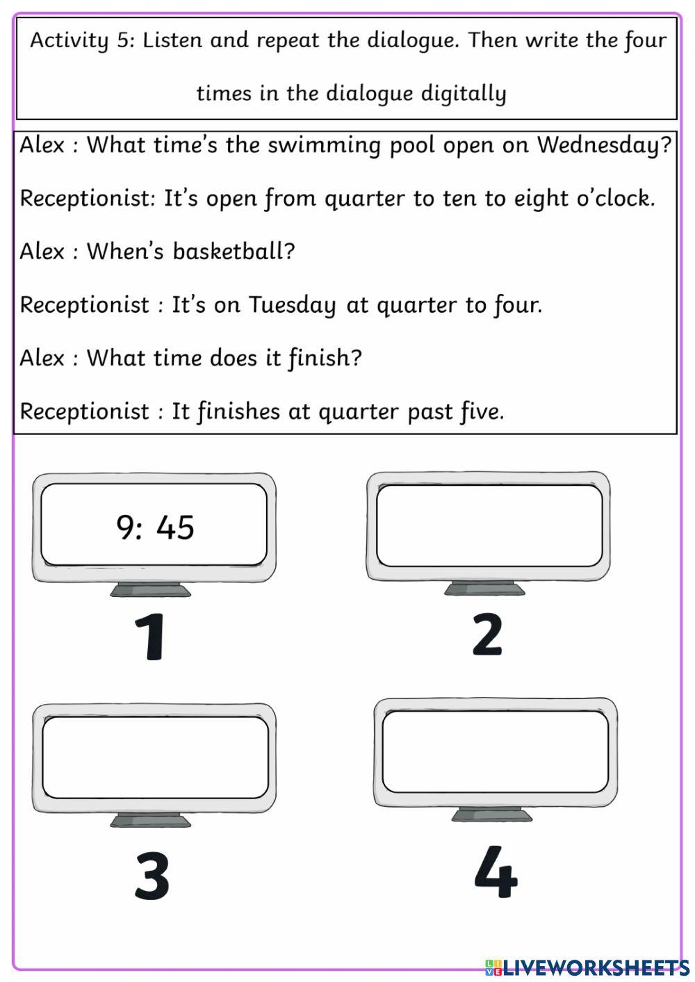 Time in british english worksheet live worksheets