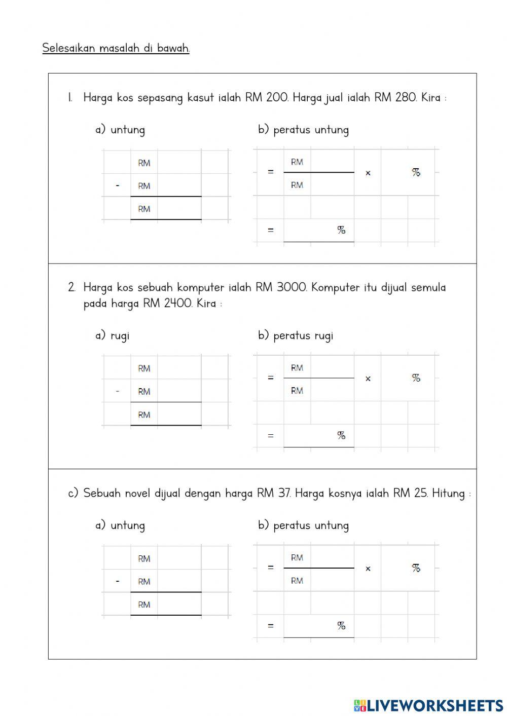 Peratus Untung dan Peratus Rugi