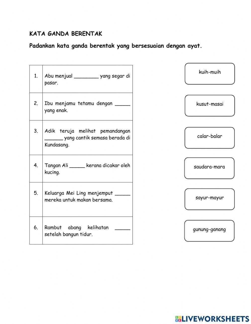 Bahasa Melayu Tahun 3 (Kata ganda berentak)