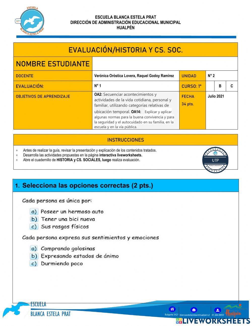 Evaluacion Historia y Geografía