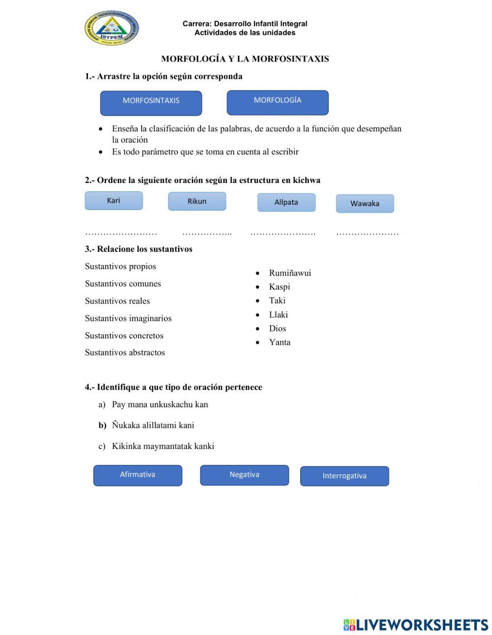 Morfología y la morfosintaxis