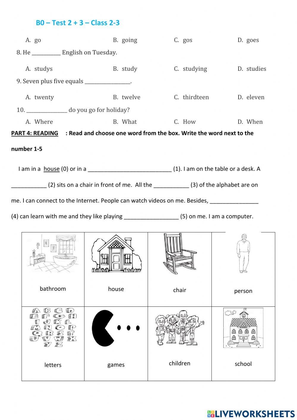 Test 2 + 3- B0 - class 2-3