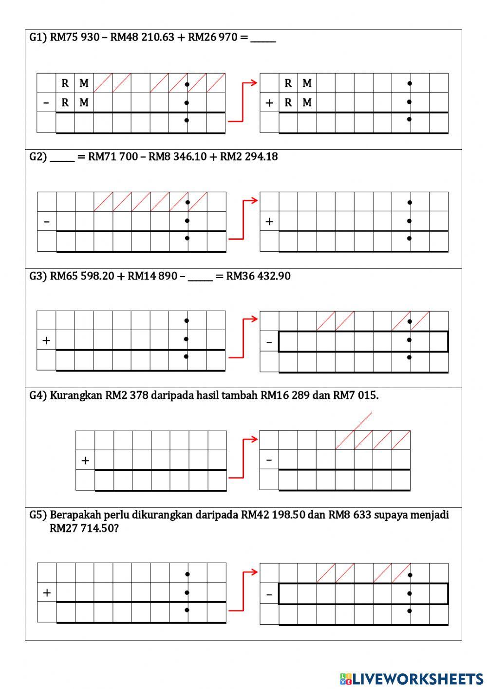 Tambah dan Tolak Wang Tahun 4
