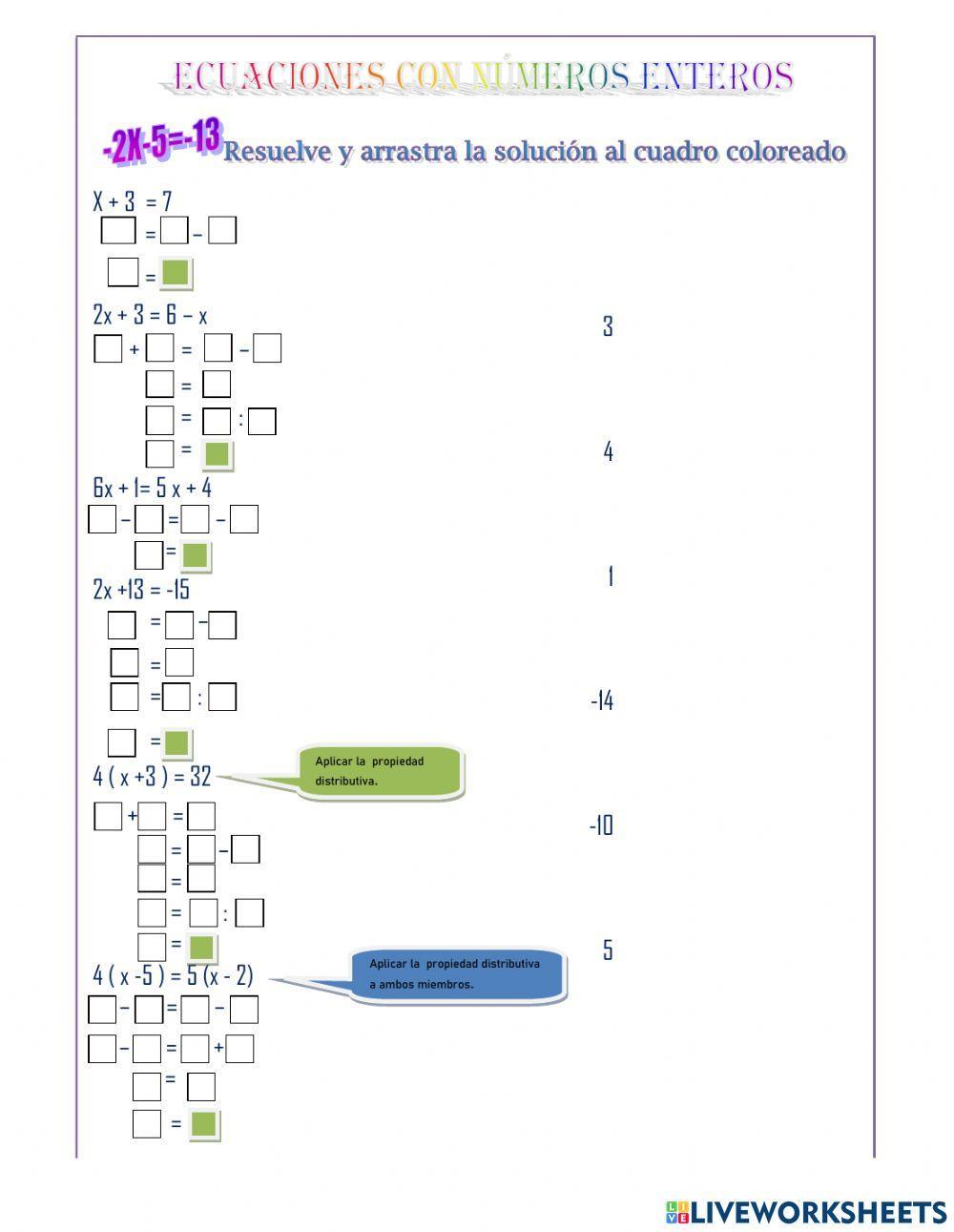 Ecuaciones con números enteros