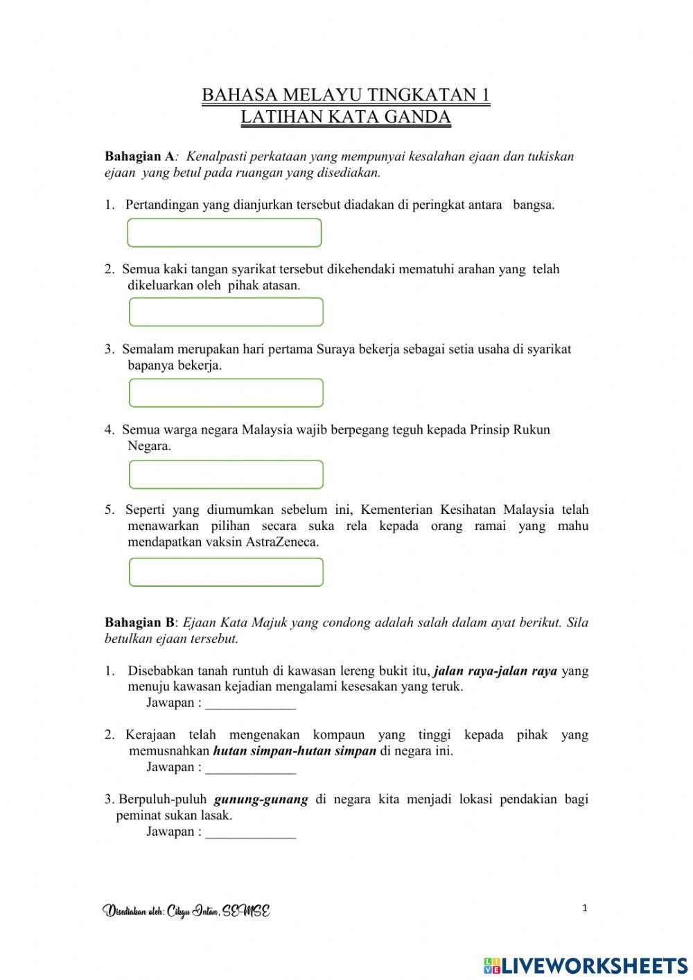 Kata ganda bahasa melayu tingkatan 1