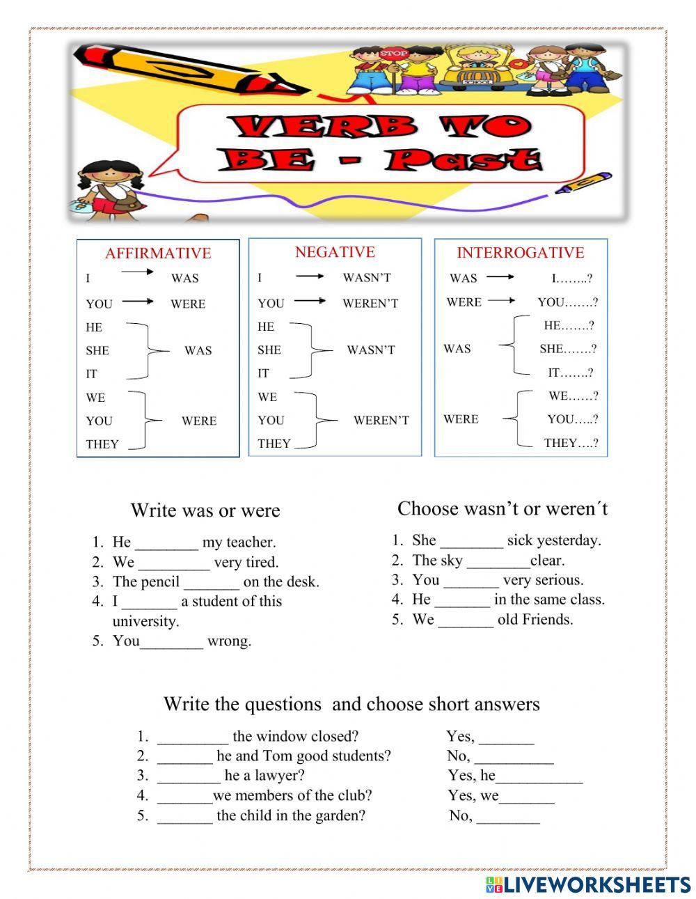Past verb to be Past verb to be