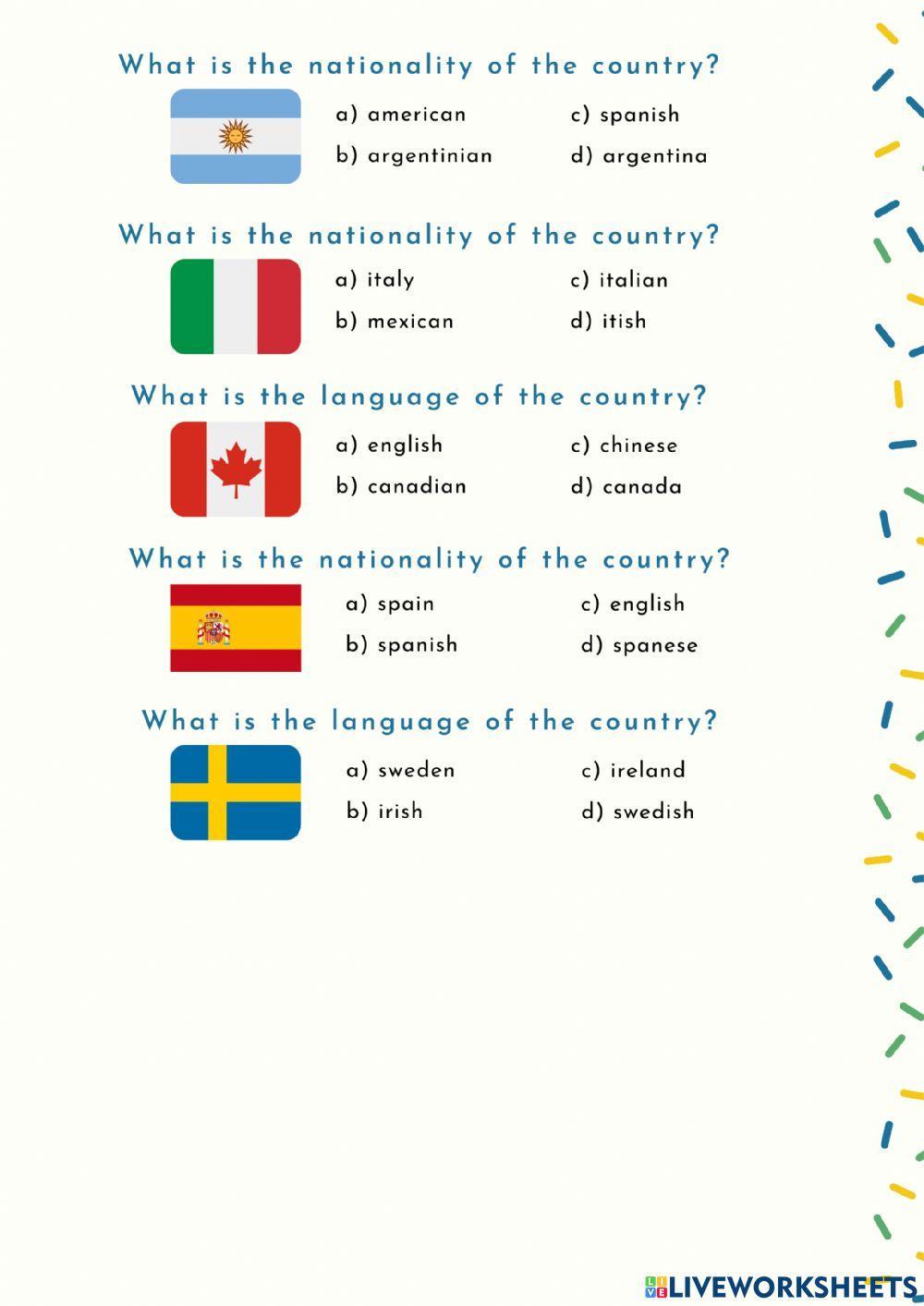 Nationalities and languages