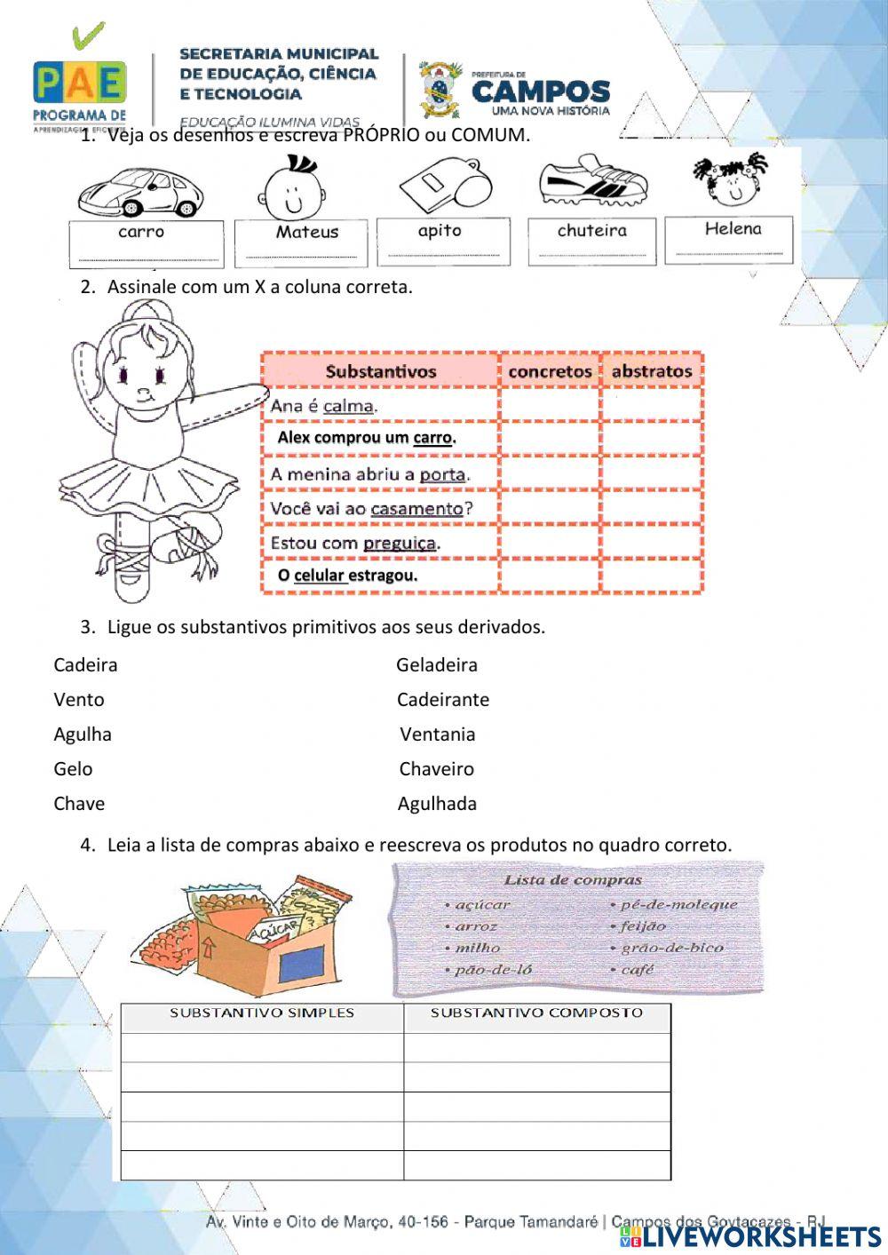 Substantivos e Artigos