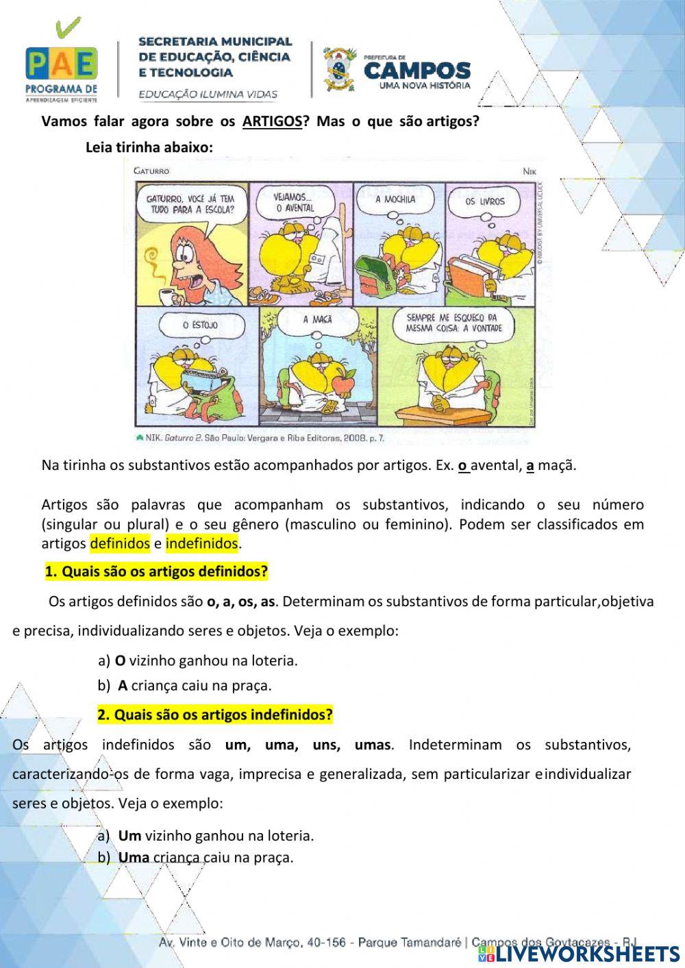 Substantivos e Artigos