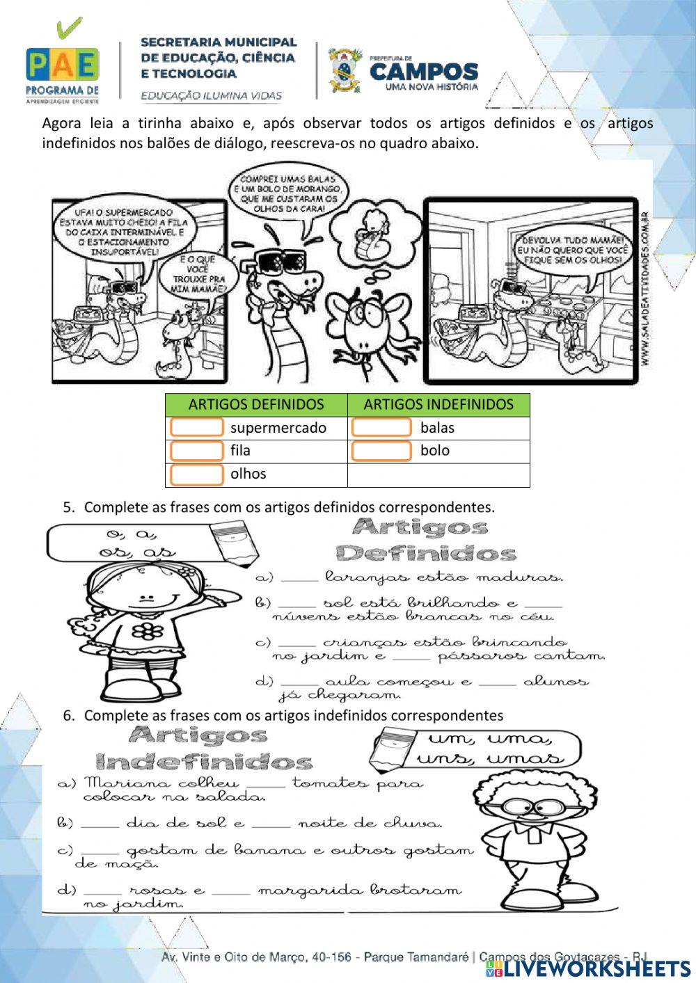 Substantivos e Artigos