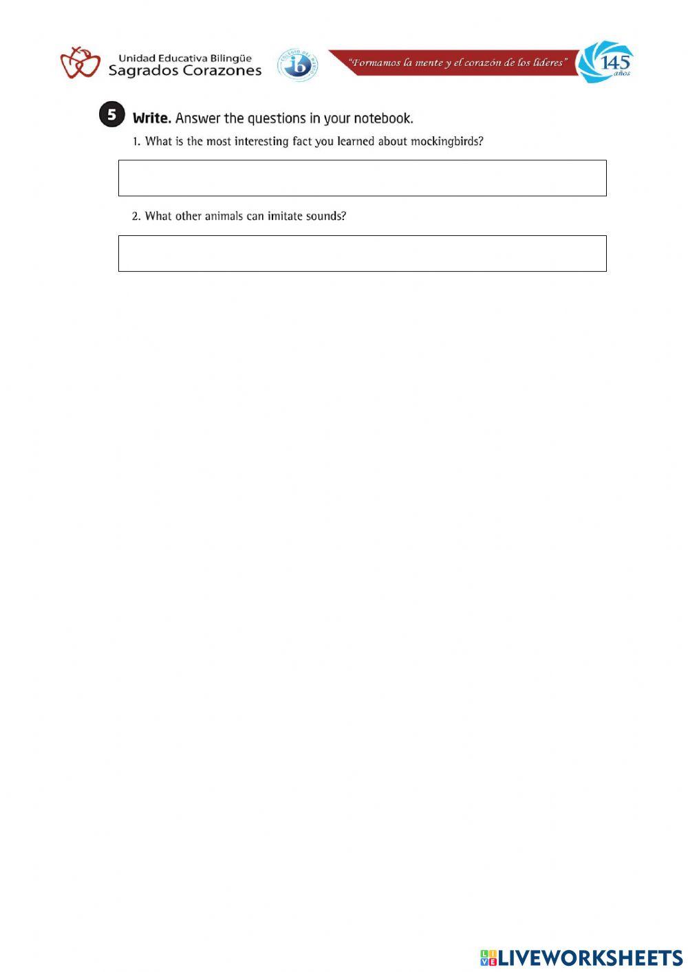 Why do MockingBirds Copy Worksheet