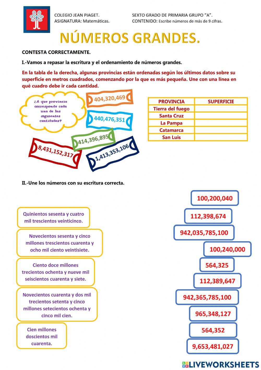 Escritura de Número grandes