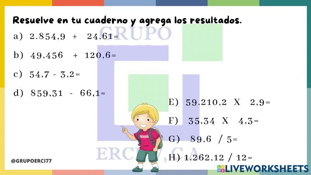 Operaciones con Decimales
