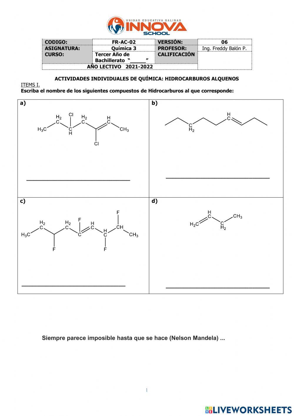 Retroalimentación h. alquenos