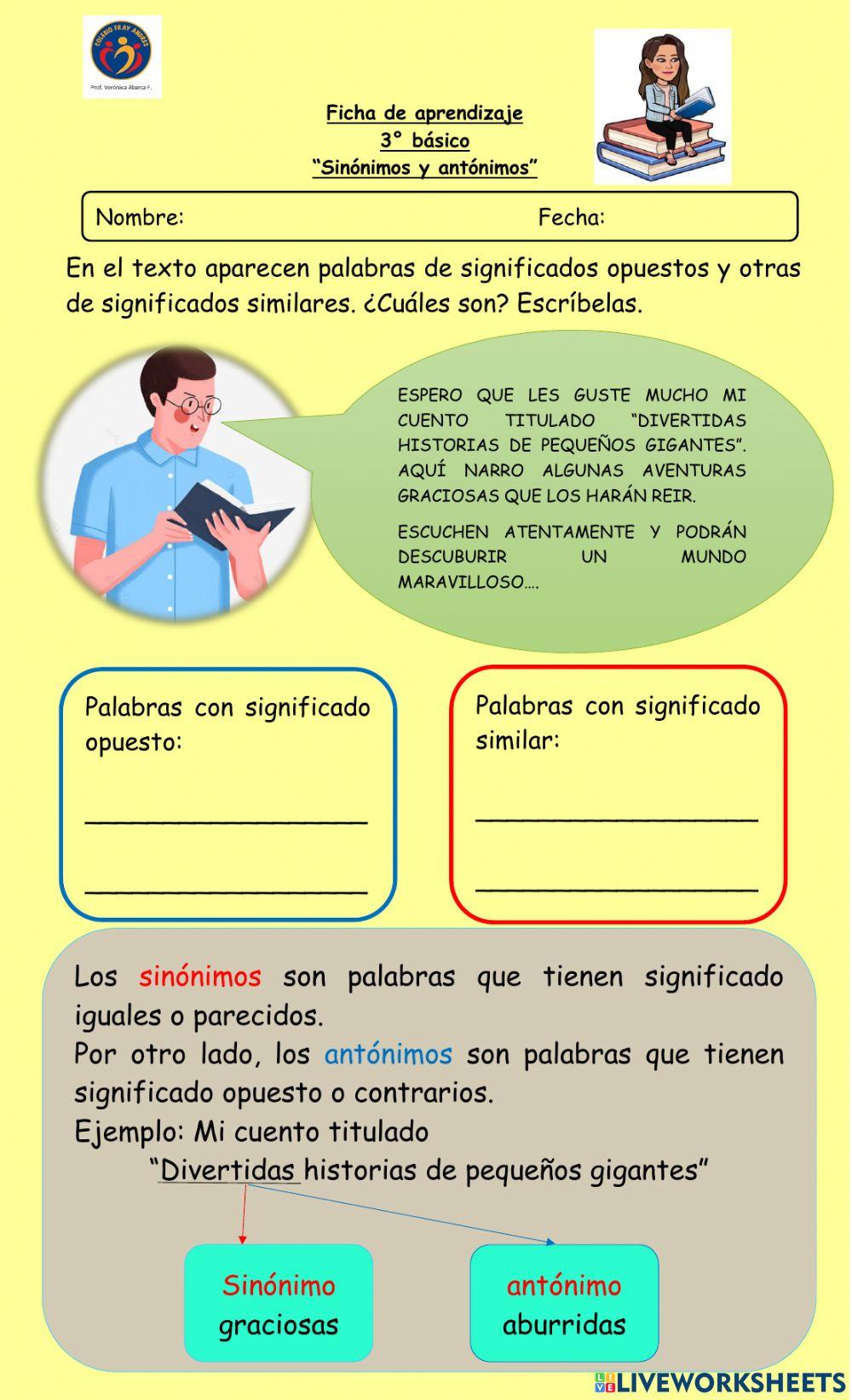 Ficha de sinónimos y antónimos