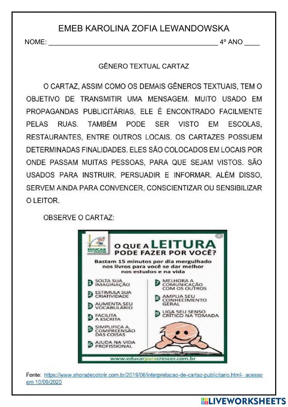 Gênero Textual Cartaz