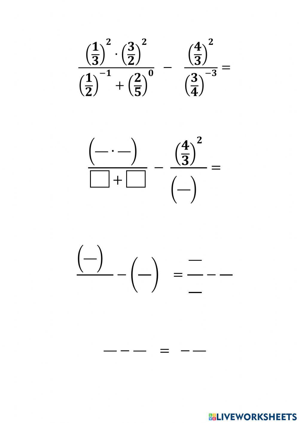 Propiedades de la potenciación en operaciones combinadas