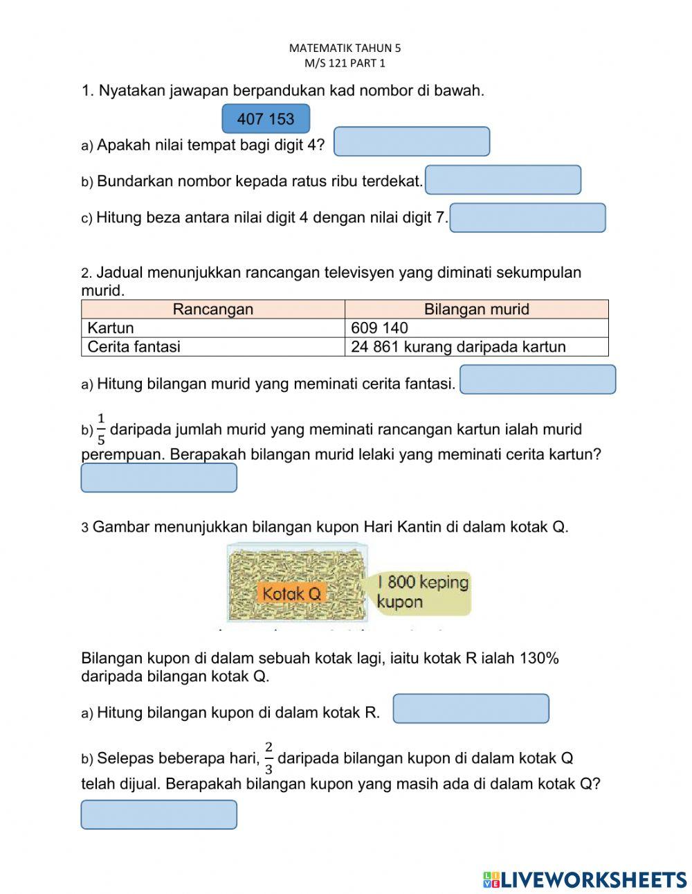 MATEMATIK TAHUN 5 wang MS 121