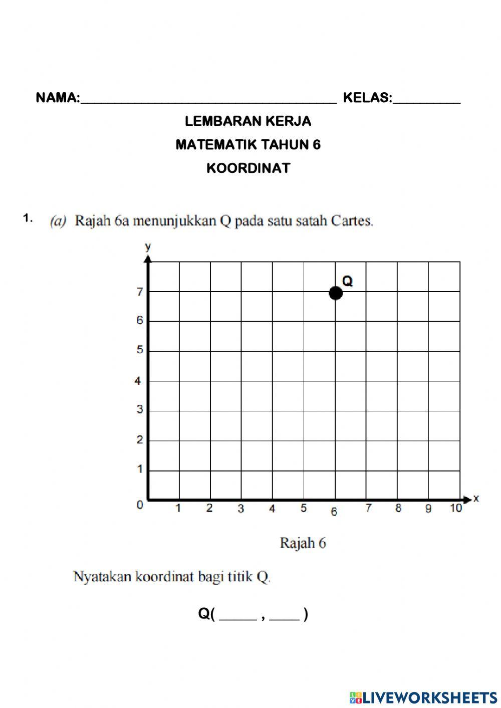 Koordinat tahun 6 Koordinat tahun 6