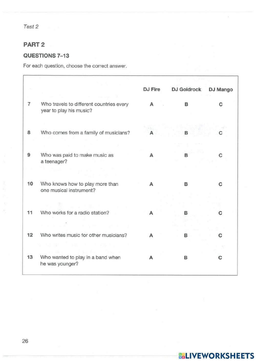 A2 Key For Schools 1 - Test 2-Reading and Writing