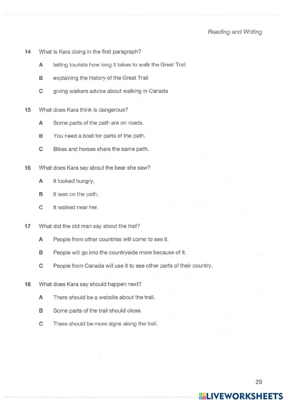 A2 Key For Schools 1 - Test 2-Reading and Writing