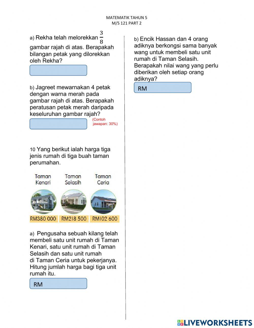 MATEMATIK TAHUN 5 wang MS 121 dan ms 122