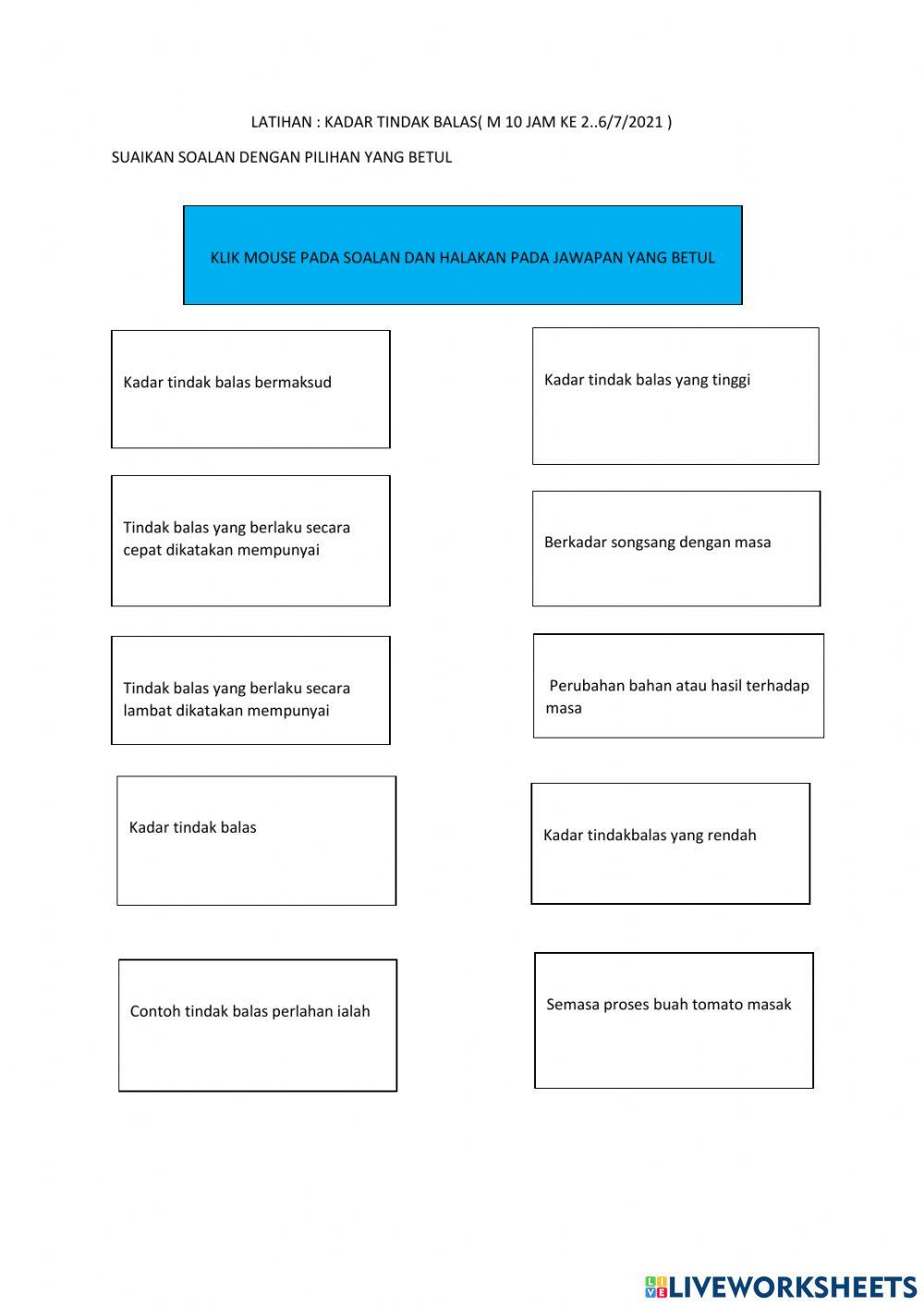 Latihan kadar tindak balas