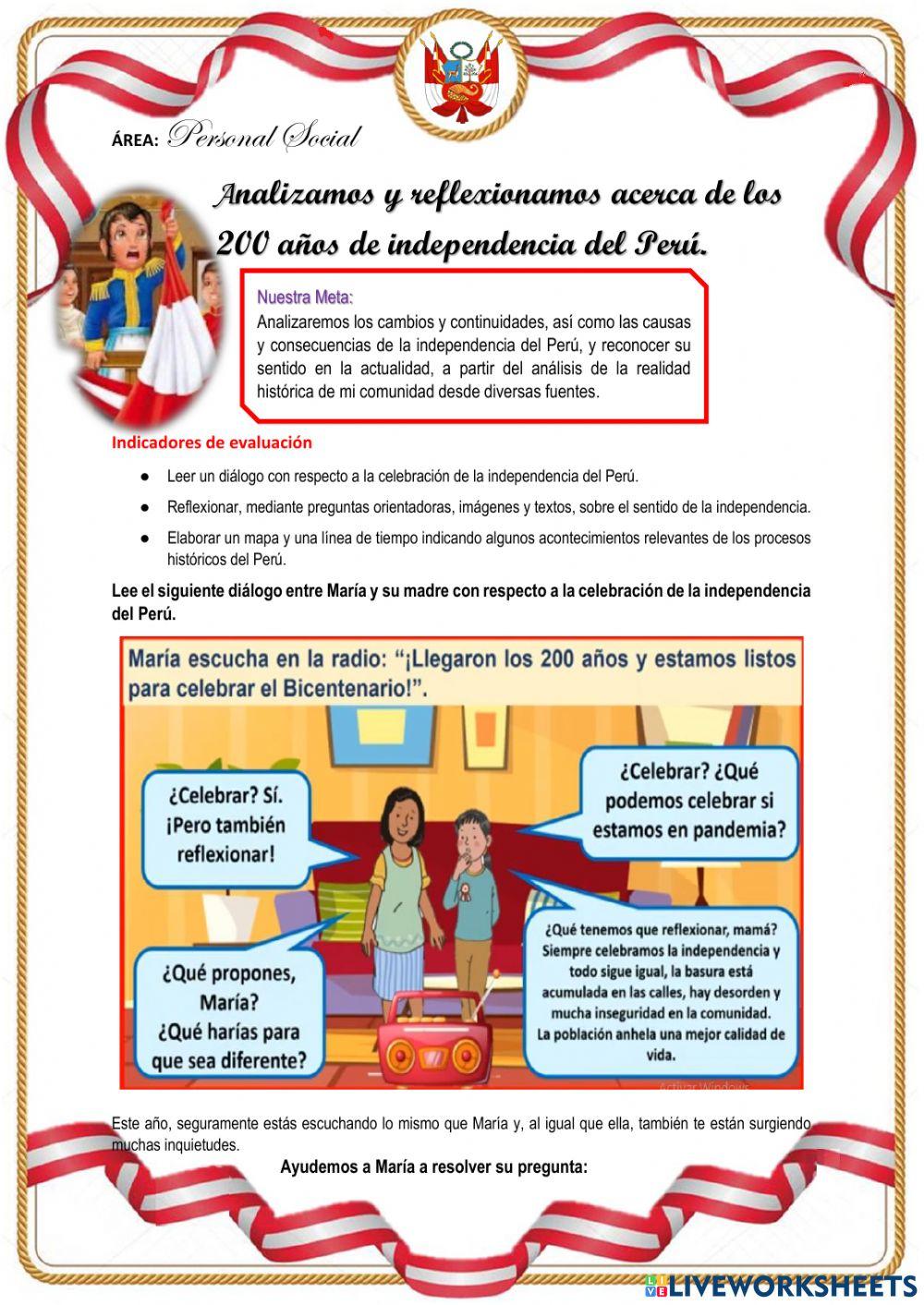 Analizamos y reflexionamos acerca de los 200 años de independencia del Perú.