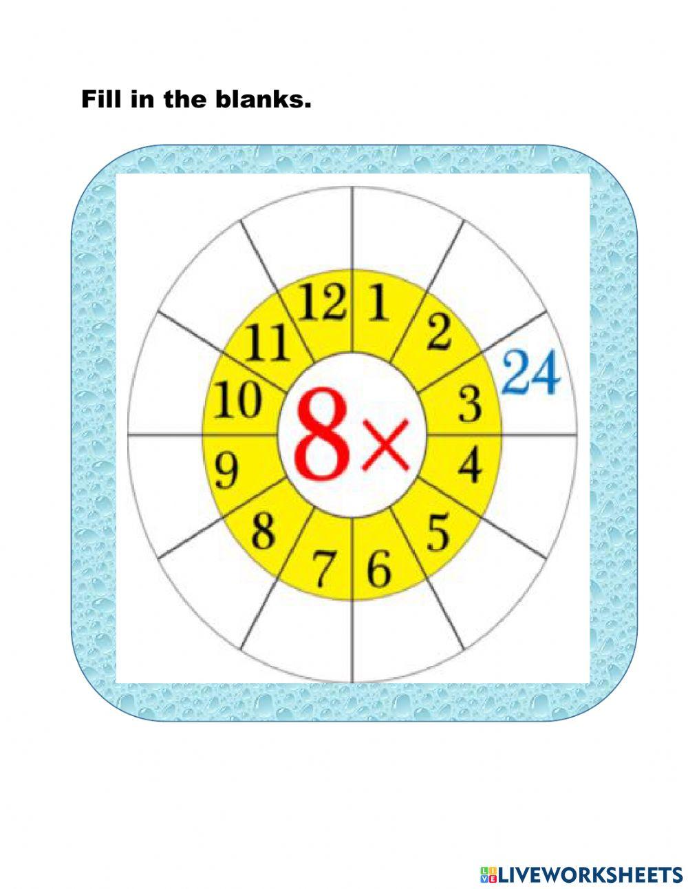 Multiplication (8) worksheet Live Worksheets