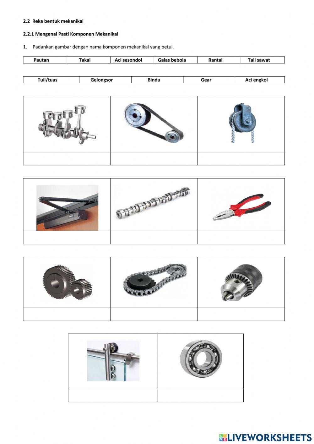 2.2.1 Mengenal Pasti Komponen Mekanikal