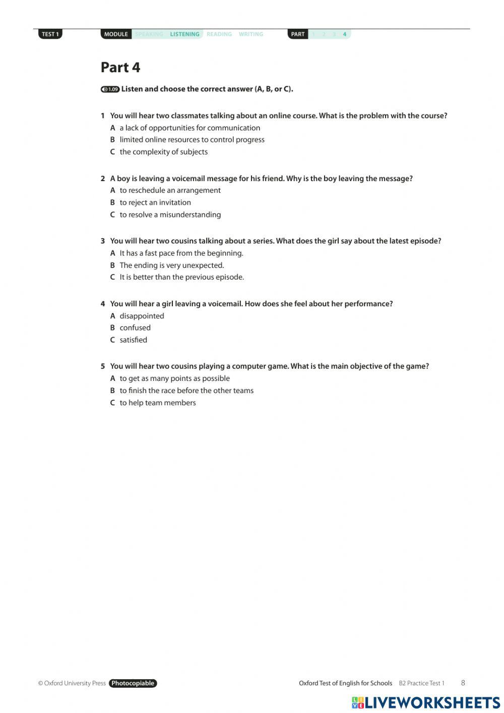 ote-b2-for-schools-test-1-listening-online-exercise-for-live-worksheets