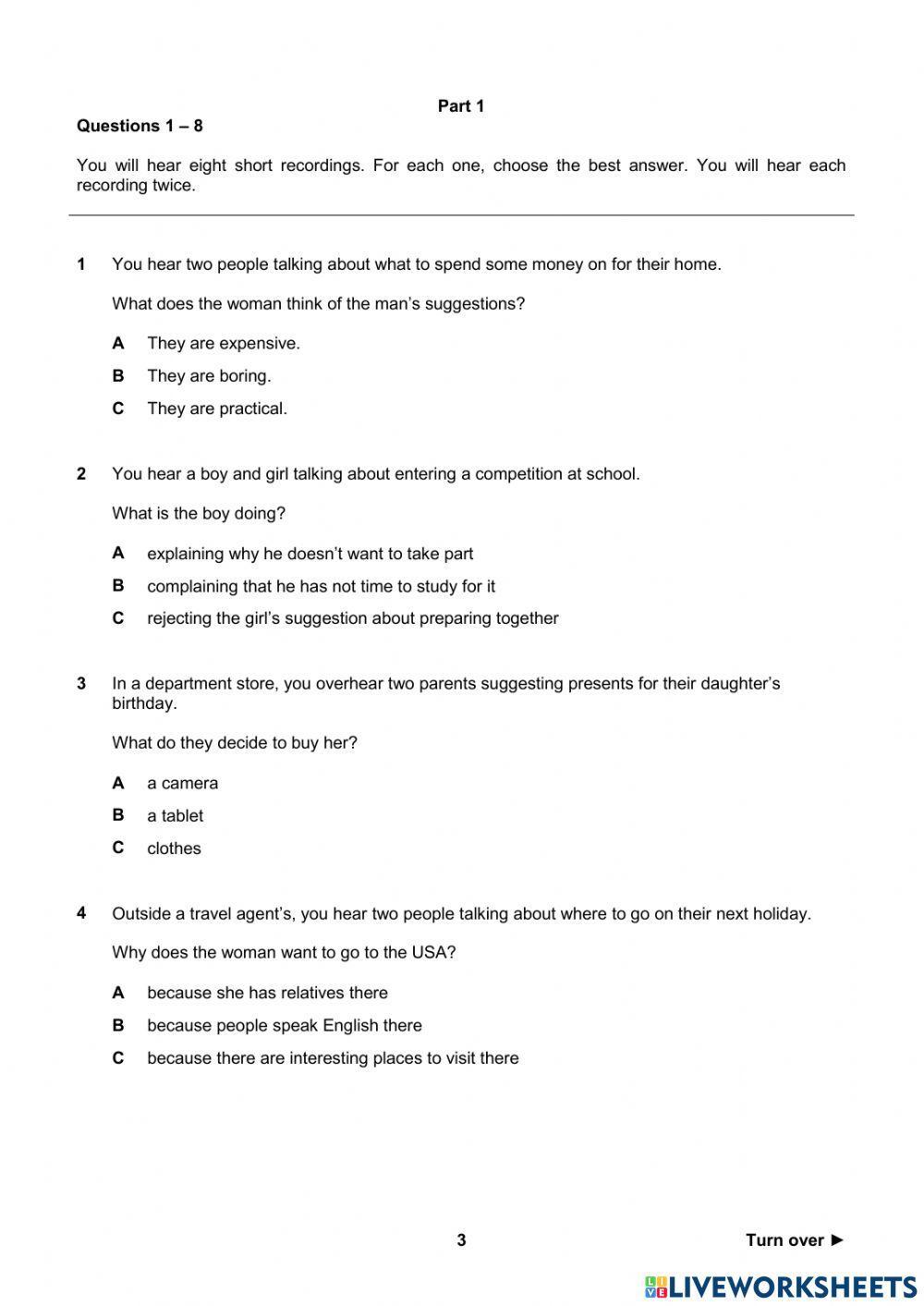 Unit 3 - Progress Test