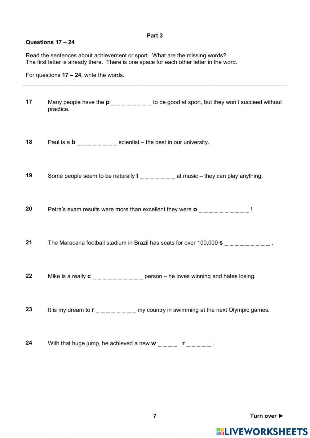 Unit 3 - Progress Test