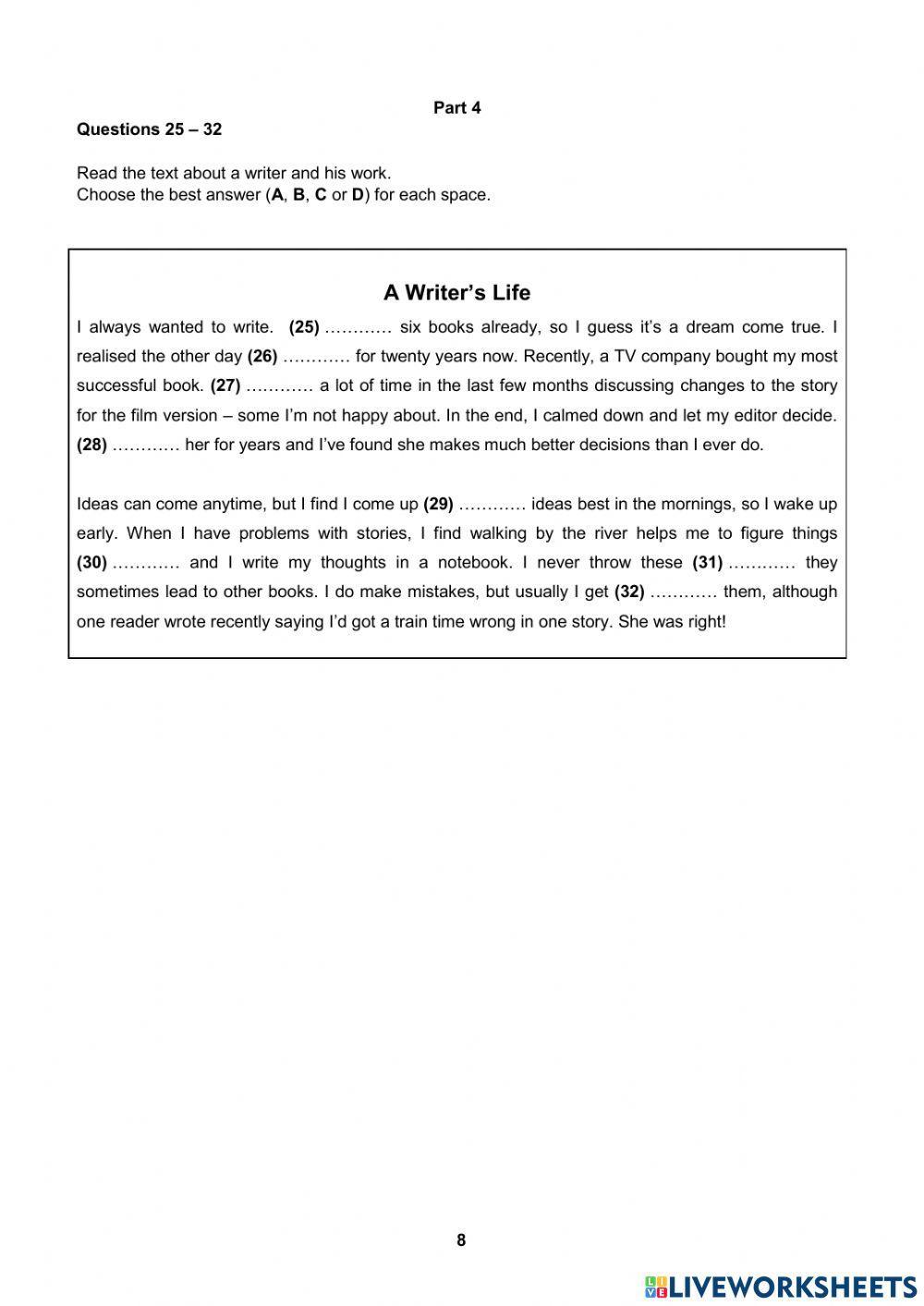 Unit 3 - Progress Test