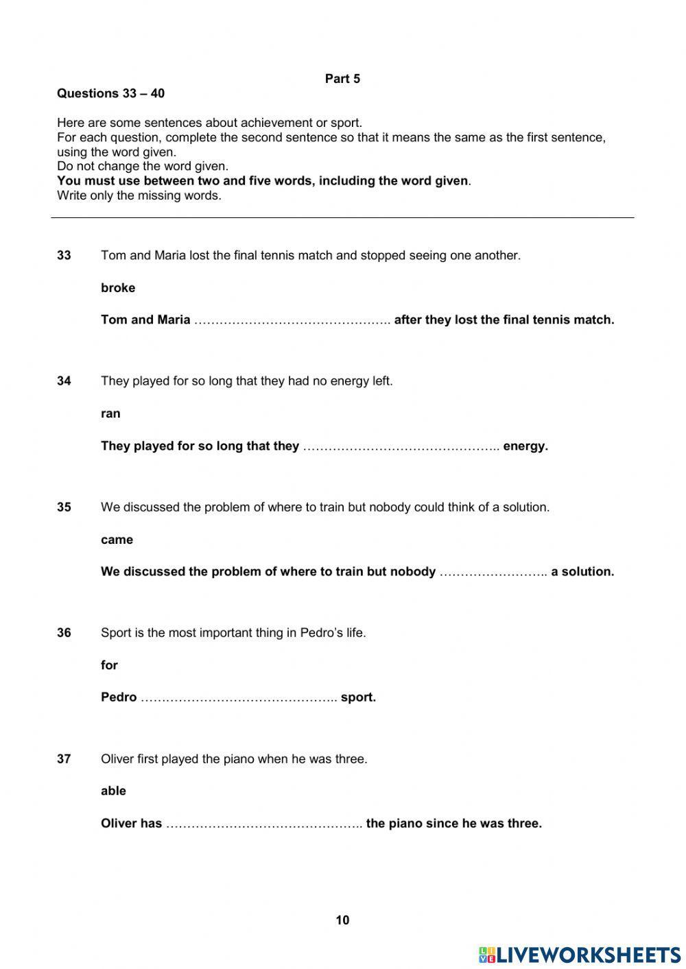 Unit 3 - Progress Test