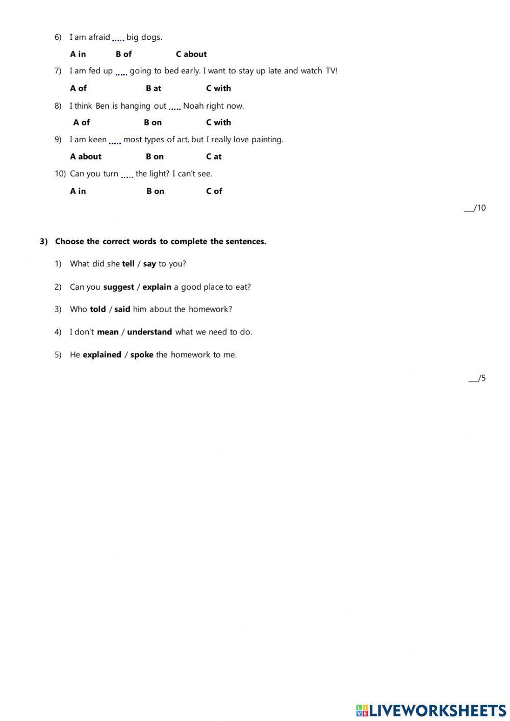 Mid-term test - units 1 to 3 - gold experience b1