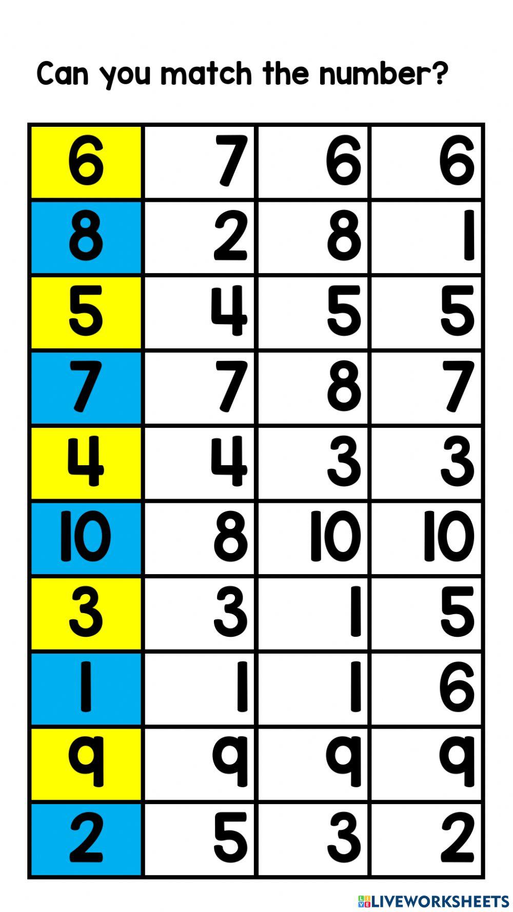 Matching Numbers 1-10