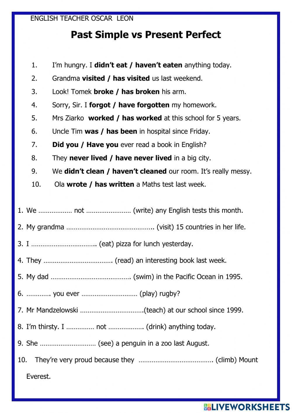 Simple past vs present perfect