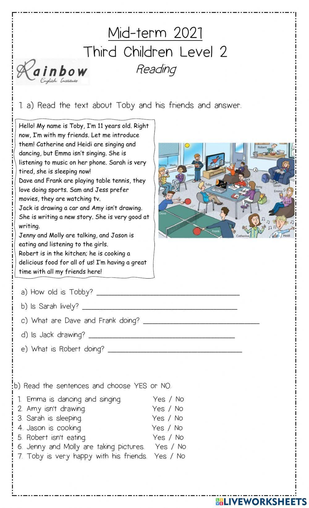 Reading midterm 3rd children level2