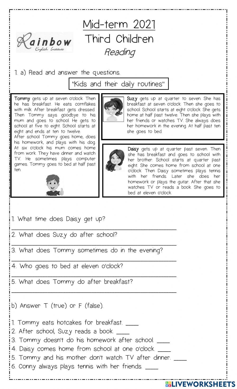 Reading 3rd children A - B