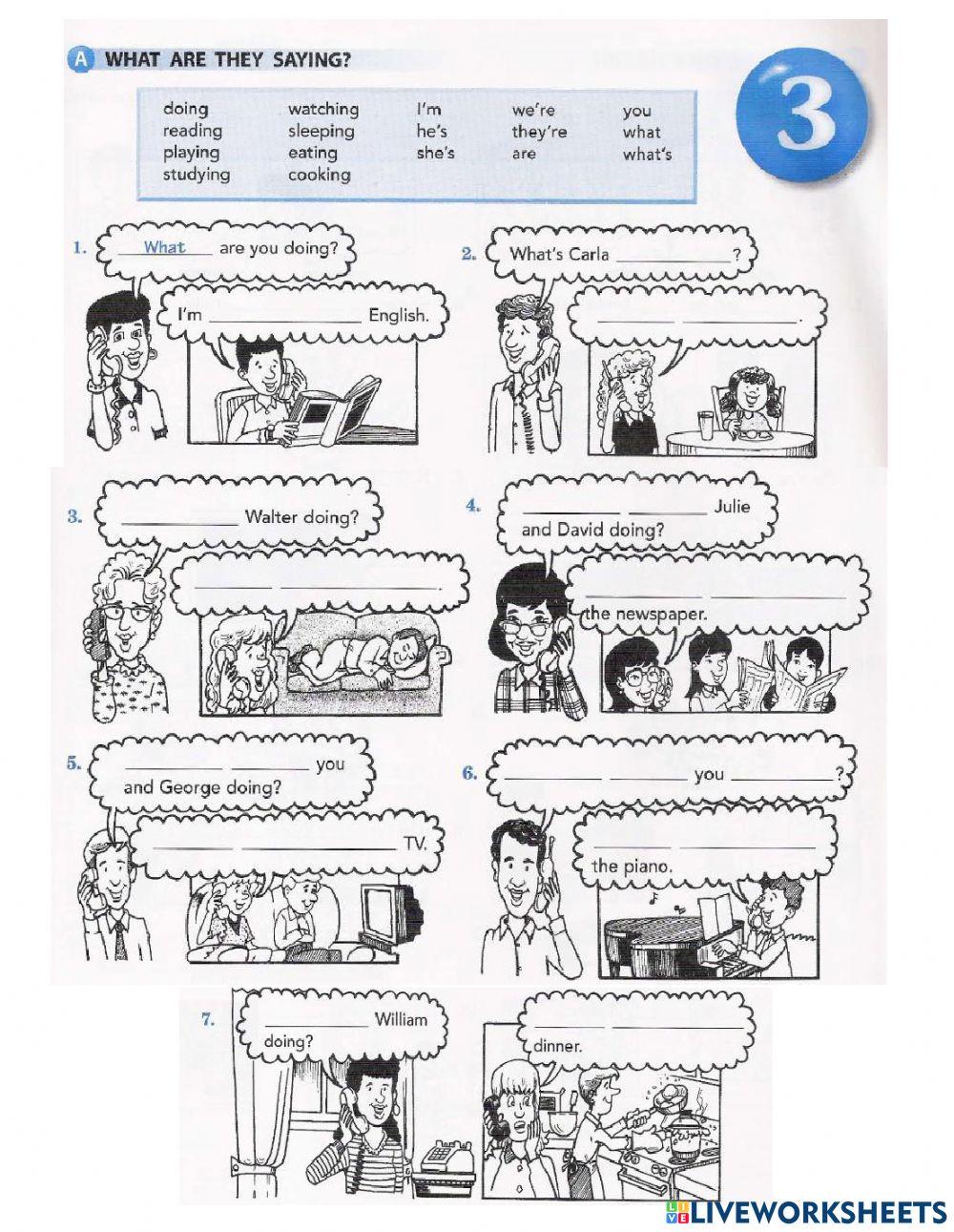 taller present continuous and possesives