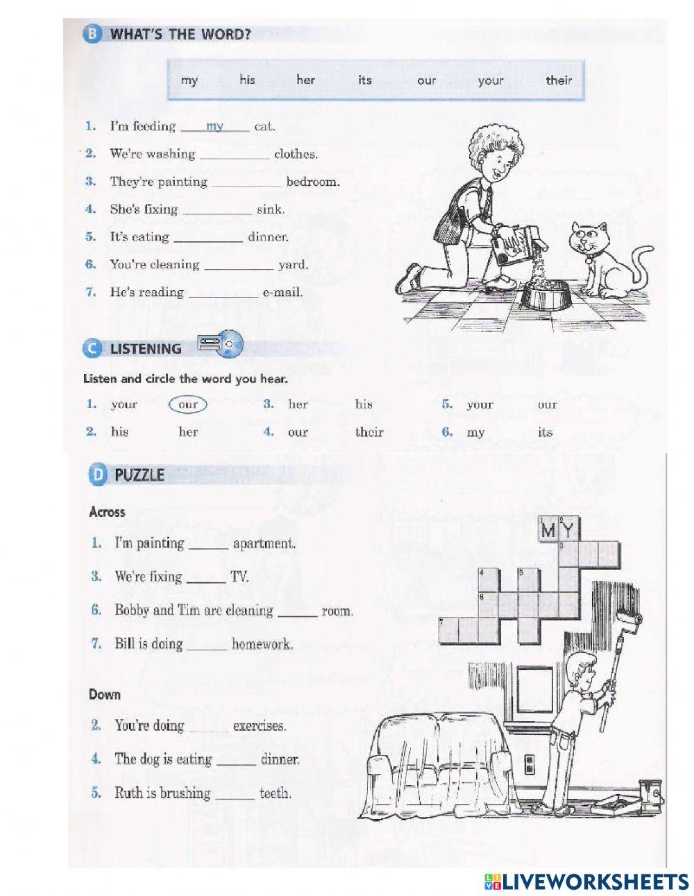 taller present continuous and possesives